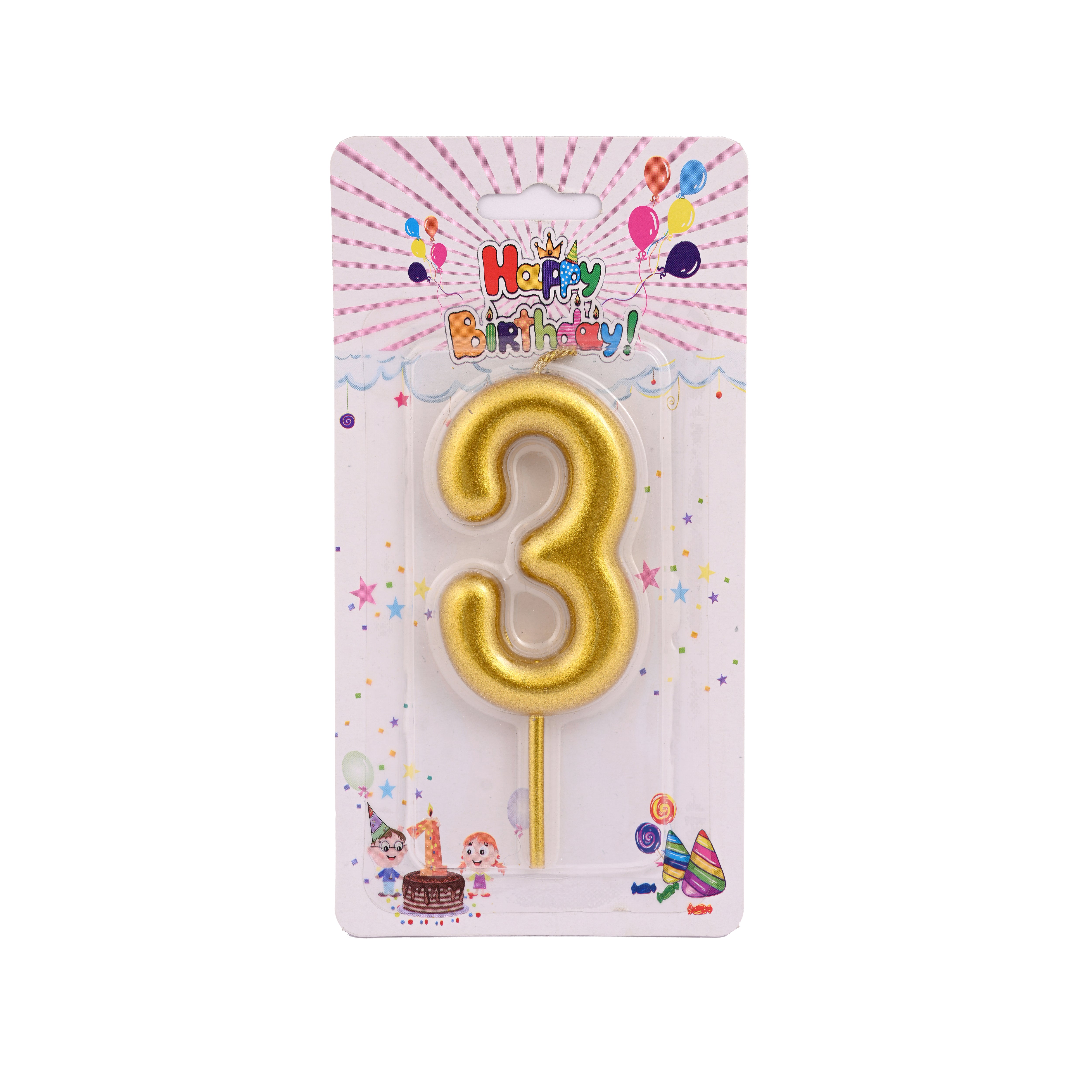 Gold Card Party Candle Number 3