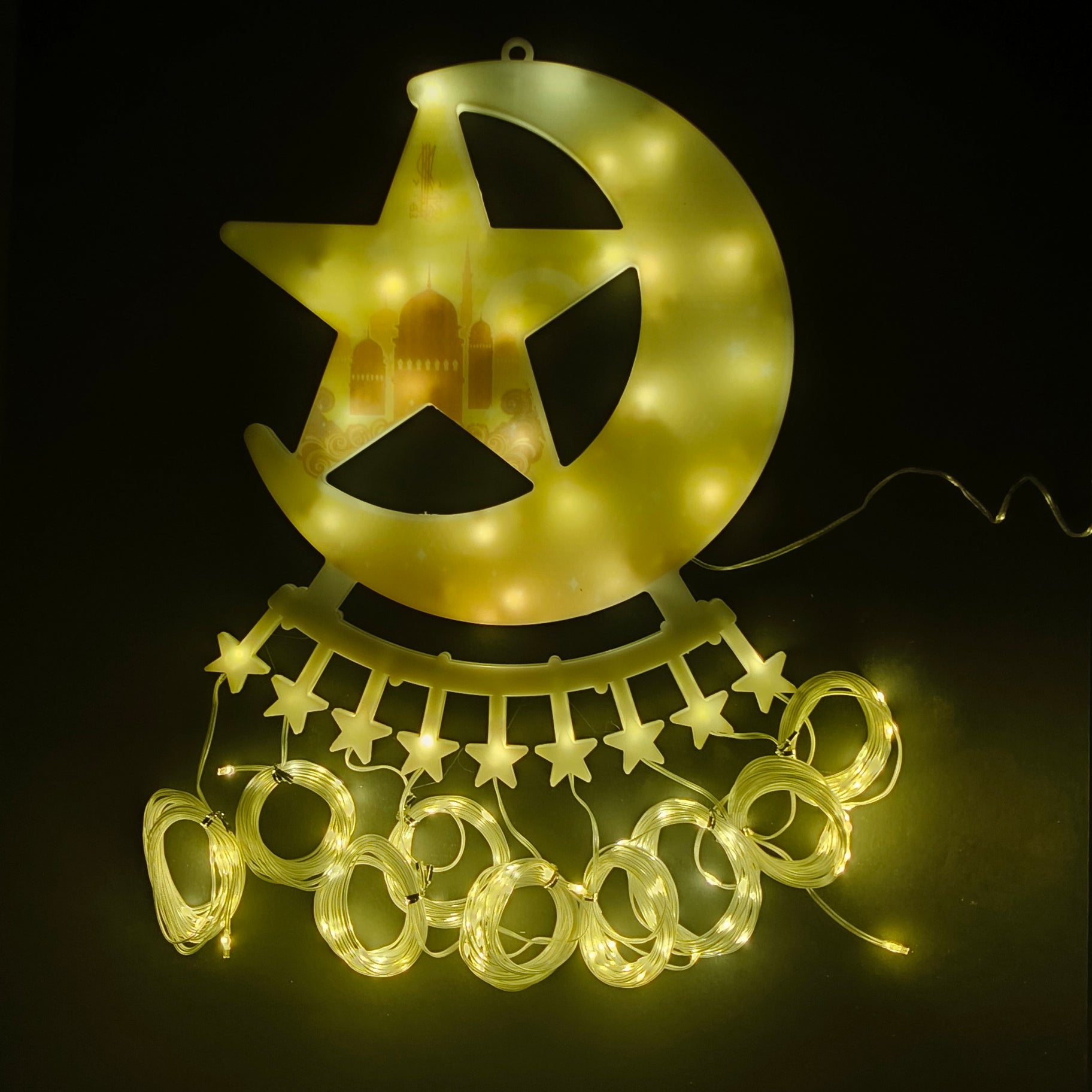 زينة رمضان مضيئة لديكور المنزل 2.50 متر 9 خطوط تعمل بمنفذ USB
