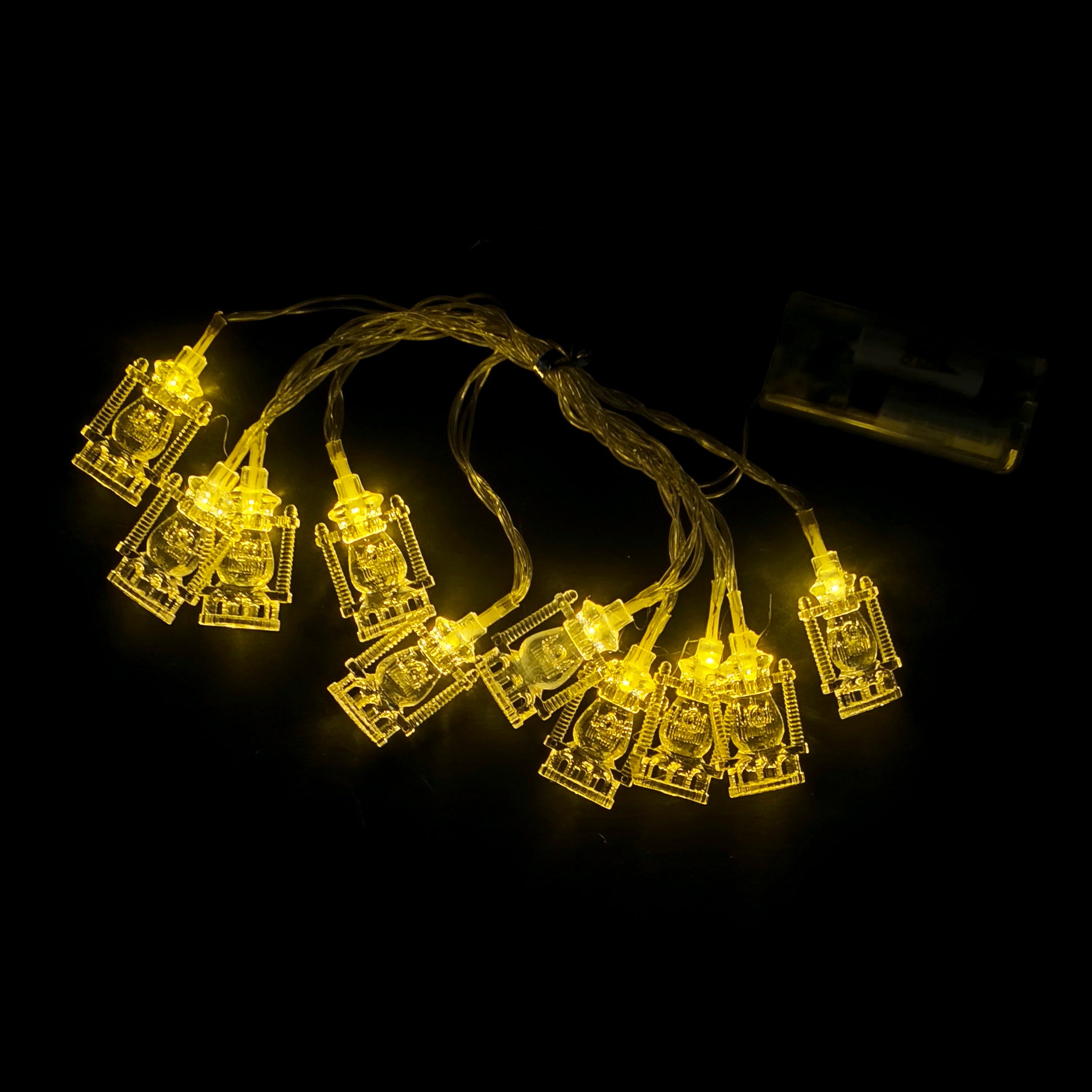 Luminous Ramadan transparent lantern decorations, 2 meters, 10 lines yellow
