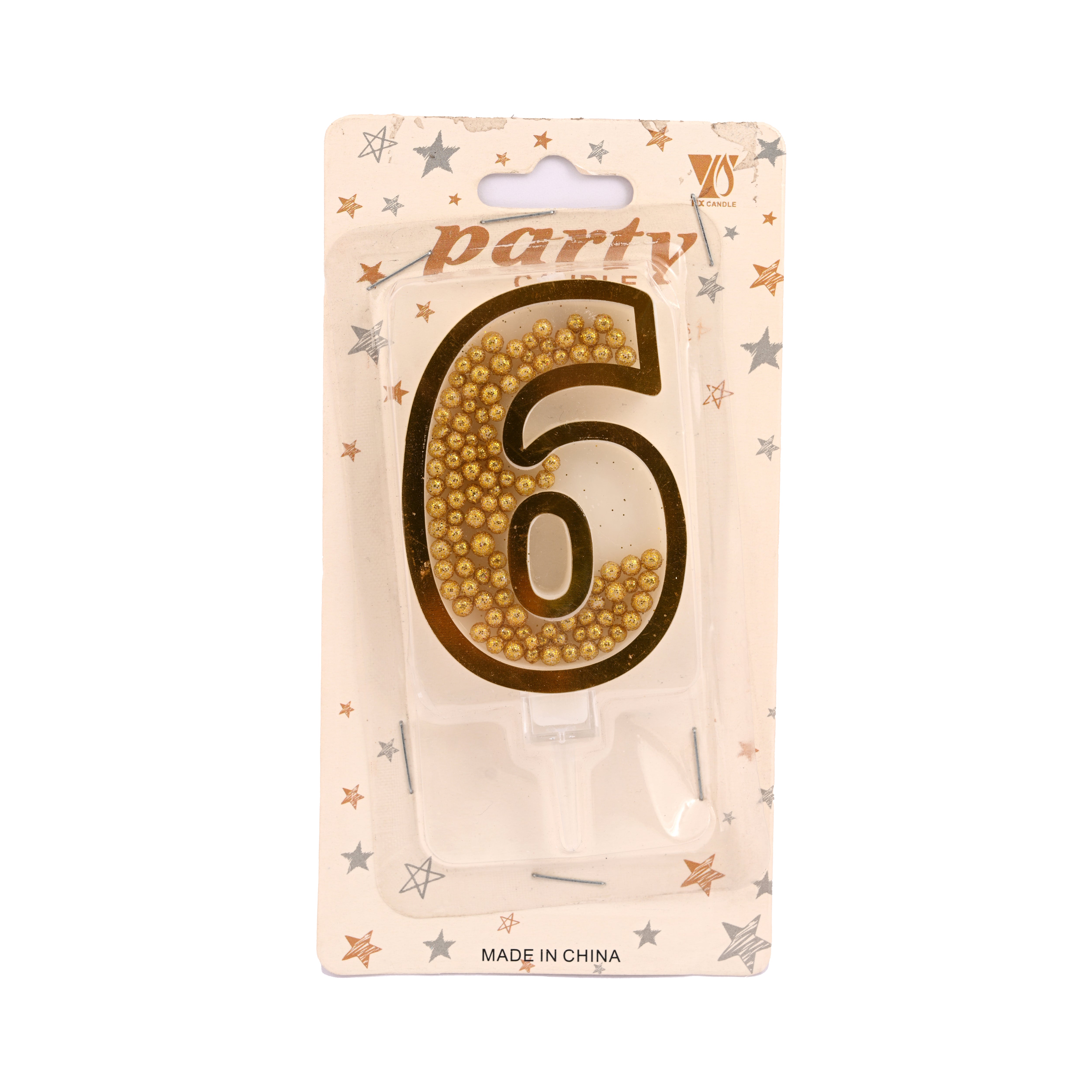 Gold Birthday Candle Number 6