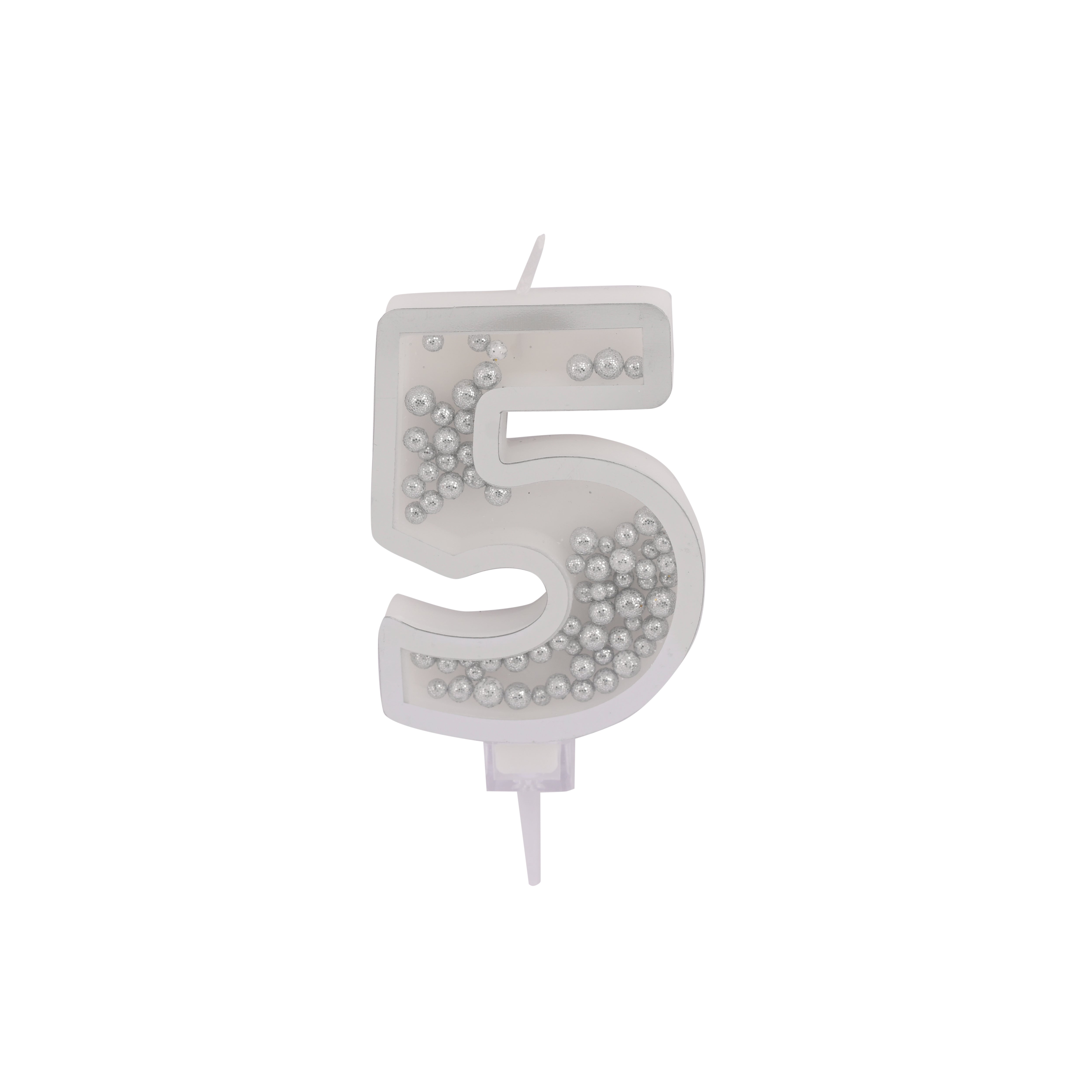 Silver Birthday Candle Number 5