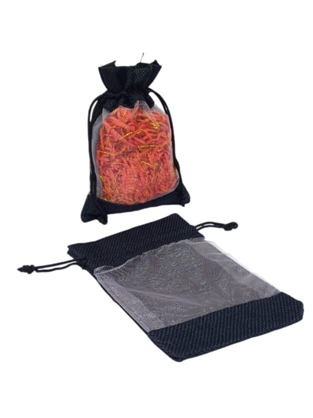 Burlap distribution bags with a transparent front(12 pieces)L(20×15CM)