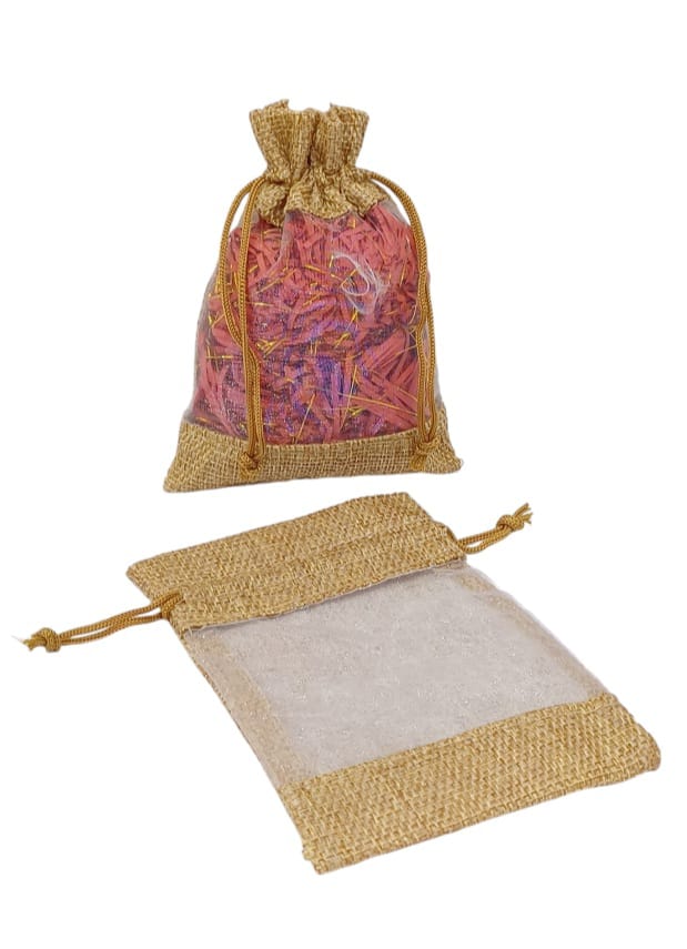 Burlap distribution bags with a transparent front(12 pieces)L(20×15CM)