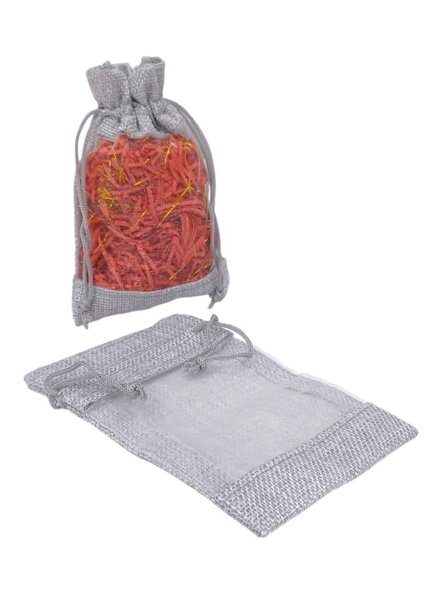 Burlap distribution bags with a transparent front(12 pieces)L(20×15CM)