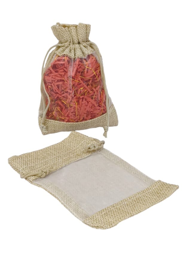 Burlap distribution bags with a transparent front(12 pieces)S(15×10CM)