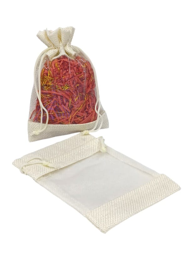 Burlap distribution bags with a transparent front(12 pieces)M(18×13CM)