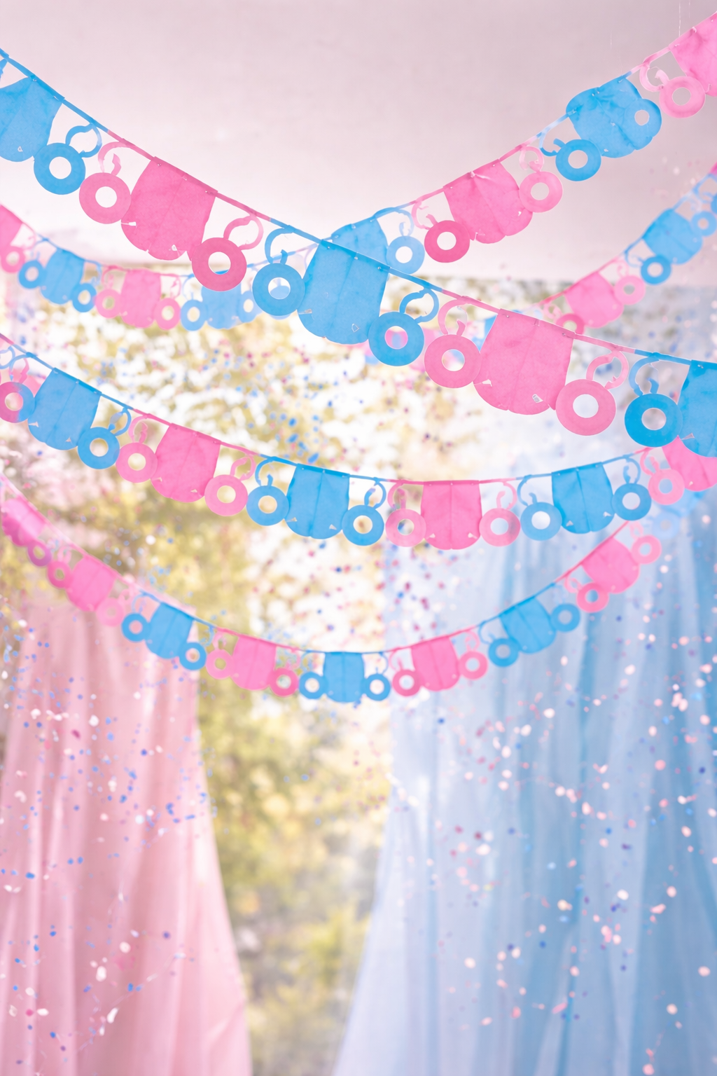 Boy or Girl? Premium Gender Reveal Hanging Decor Set 80+ pieces