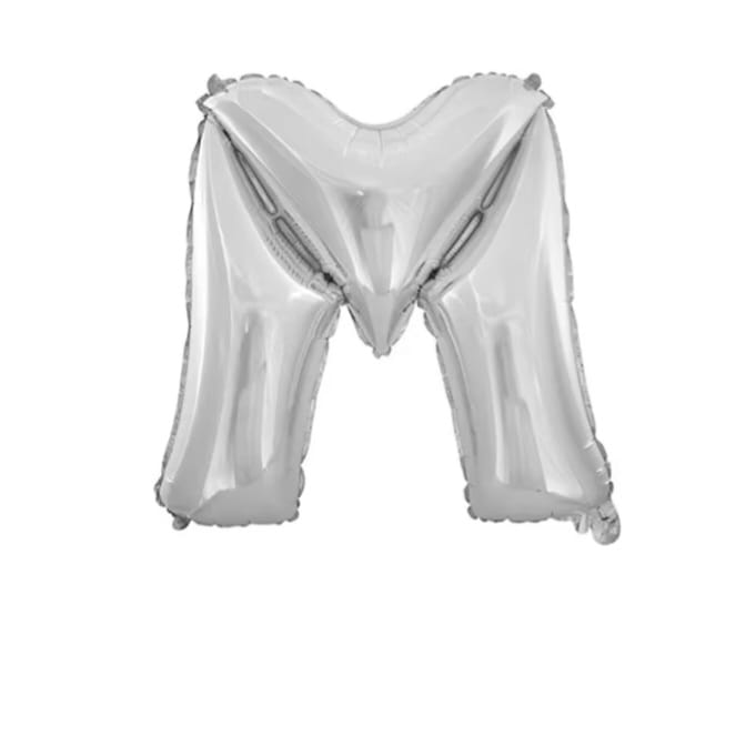 Letter foil balloon, size 18 inches, silver color, 43 cm
