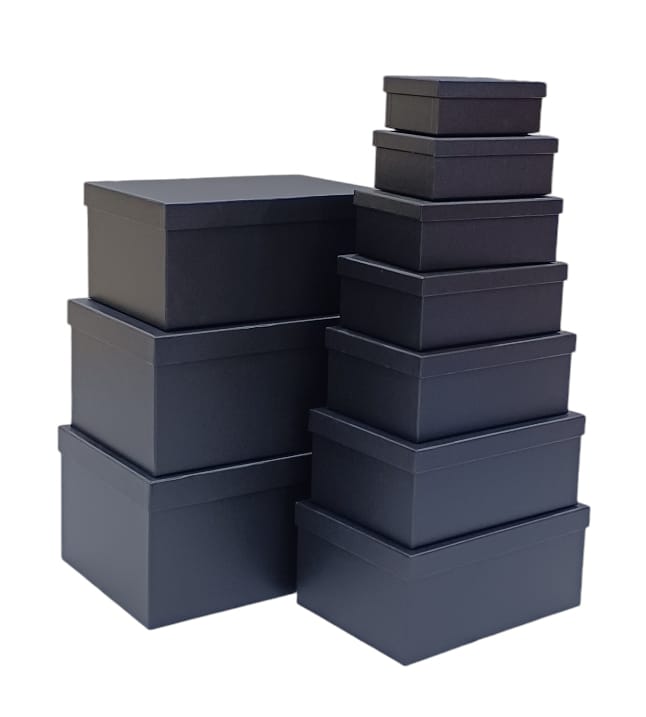 A set of 10-piece gift boxes made of black cardboard