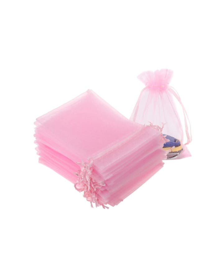 Chiffon bag made of organza fabric, 12 pieces, pink