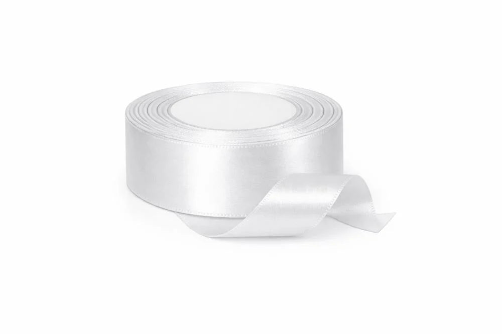 White Satin Ribbon, 1 inch, 250 yards, 3 pieces