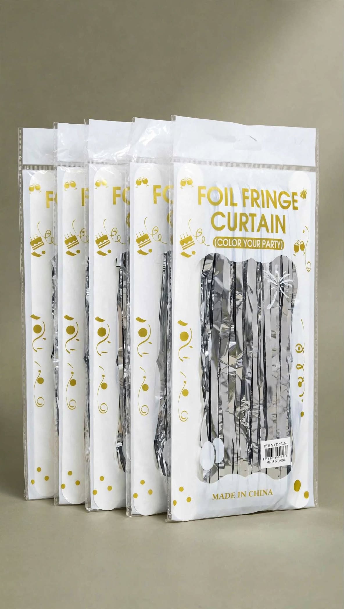 5Pcs Silver Foil Fringe Curtain, 3.2ft x 6.5ft Glittering Silver Tinsel Decorations, Elegant Silver Tinsel Strands & Streamers, Metallic Tinsel Curtain Photo Backdrop for Birthday Bridal Party