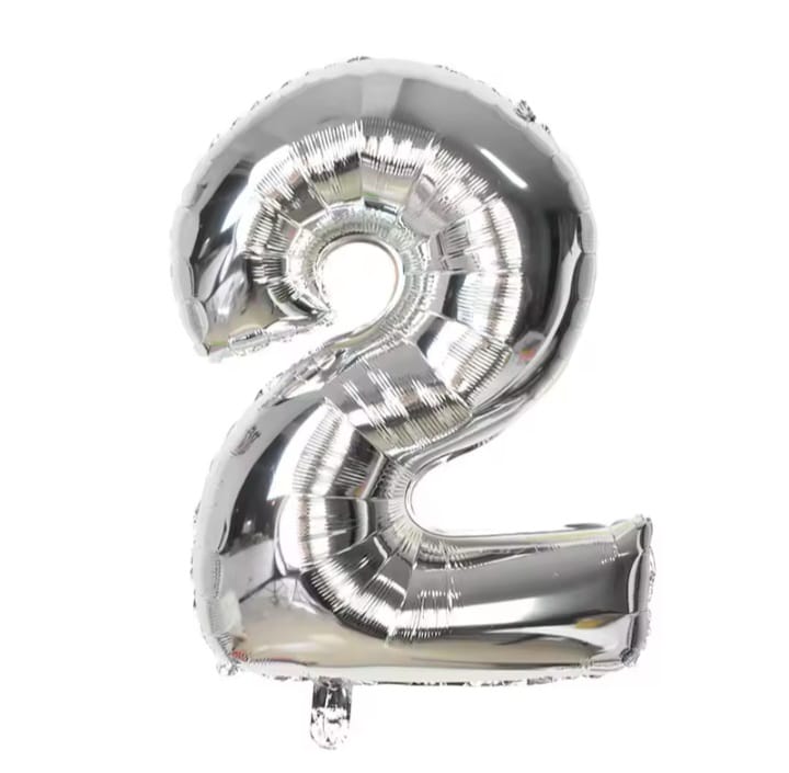 Silver foil number balloon, size 43 cm, 18 inches