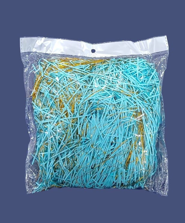 Shredded paper gift filler for filling gift boxes, gift baskets and bags, 100 grams
