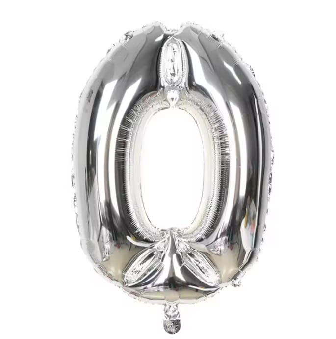 Silver foil number balloon, size 43 cm, 18 inches