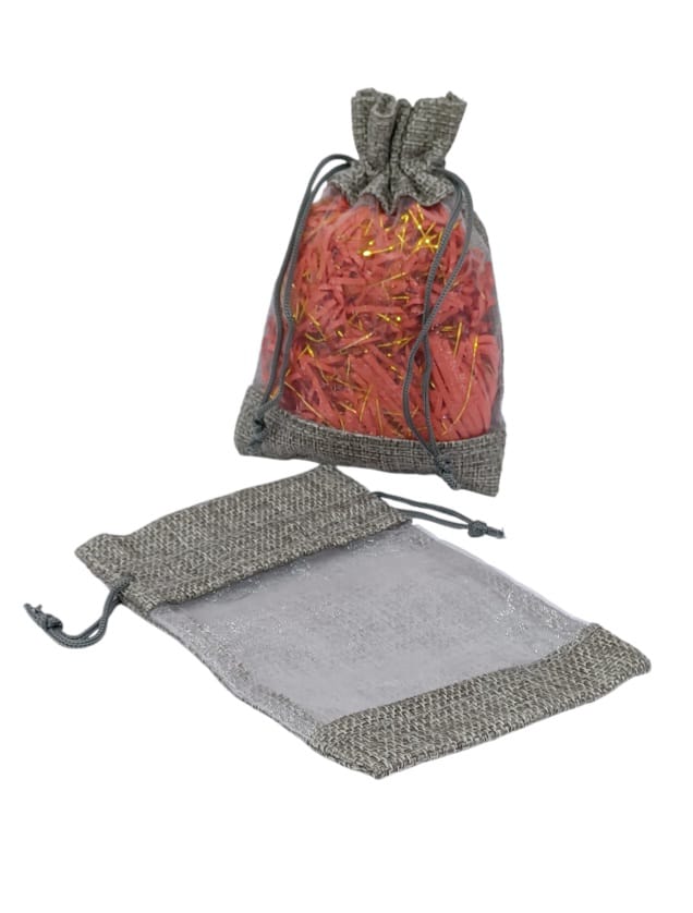 Burlap distribution bags with a transparent front(12 pieces)S(15×10CM)