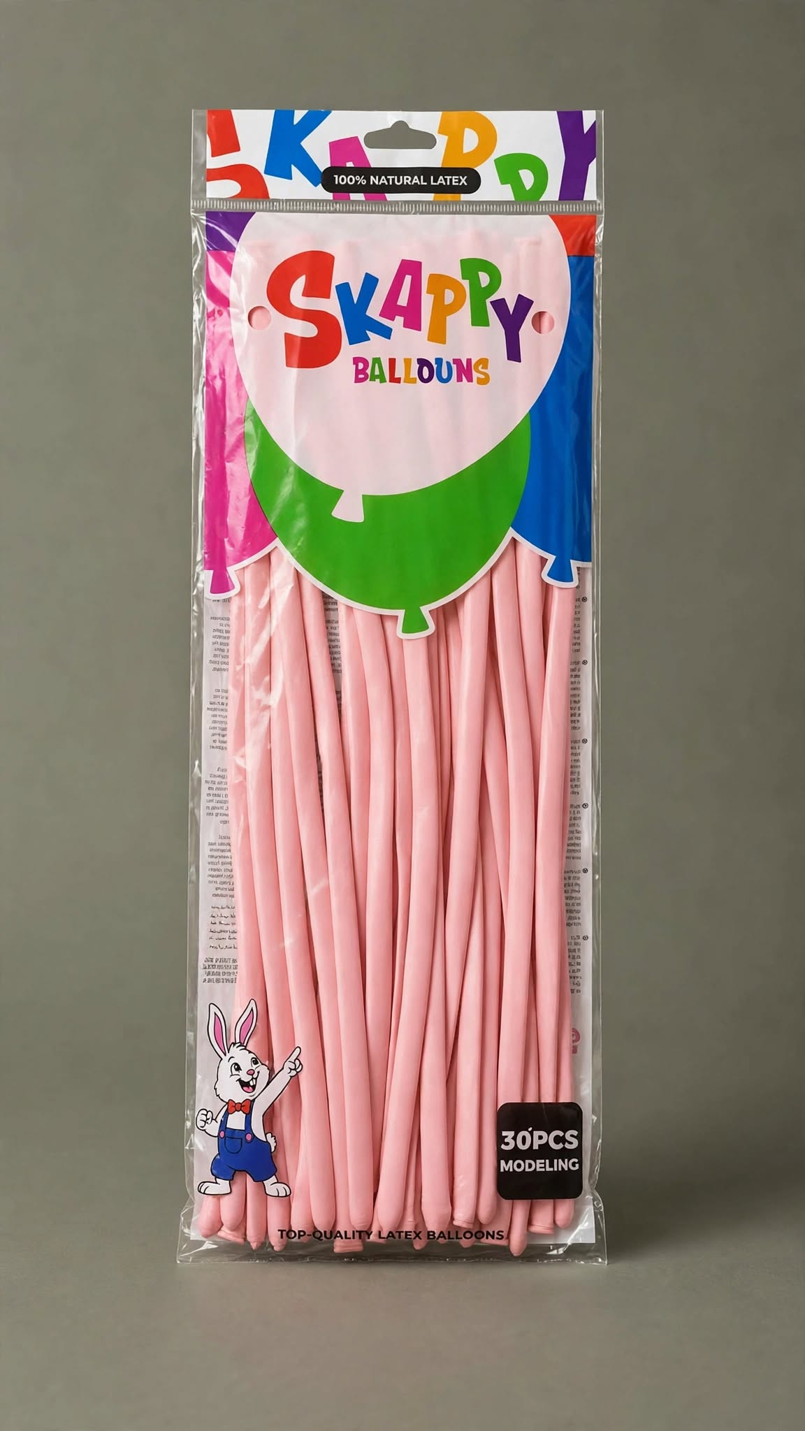 Pink long latex balloons for twisting and modeling (approximately size 260Q)