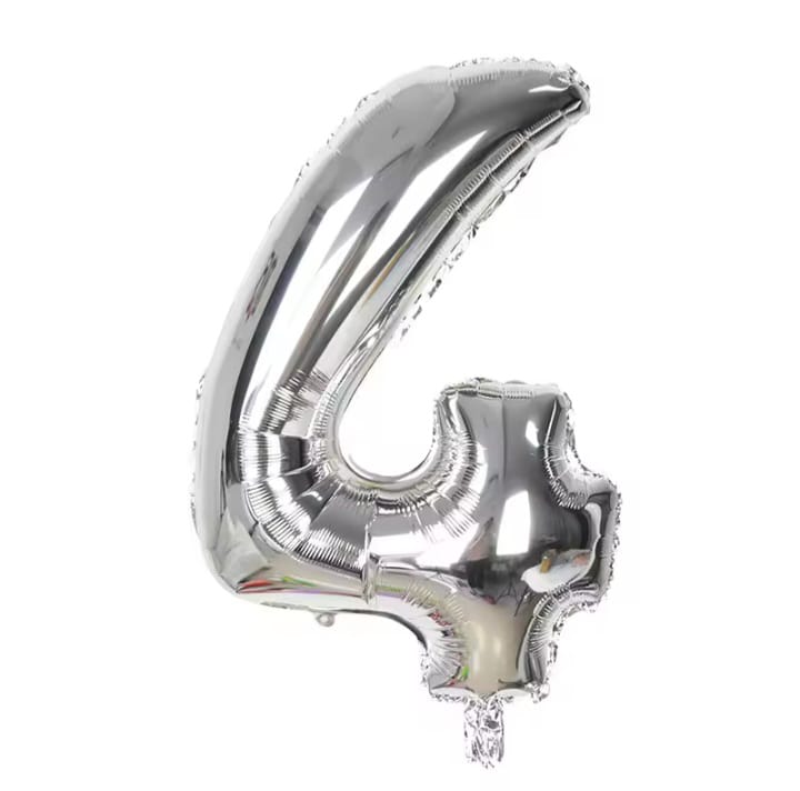 Silver foil number balloon, size 43 cm, 18 inches