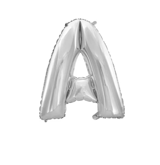 Foil letter balloon, 32 inches, silver color, 80 cm