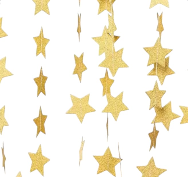 Party decorations made of star shaped paper, 2 meters, 1 piece