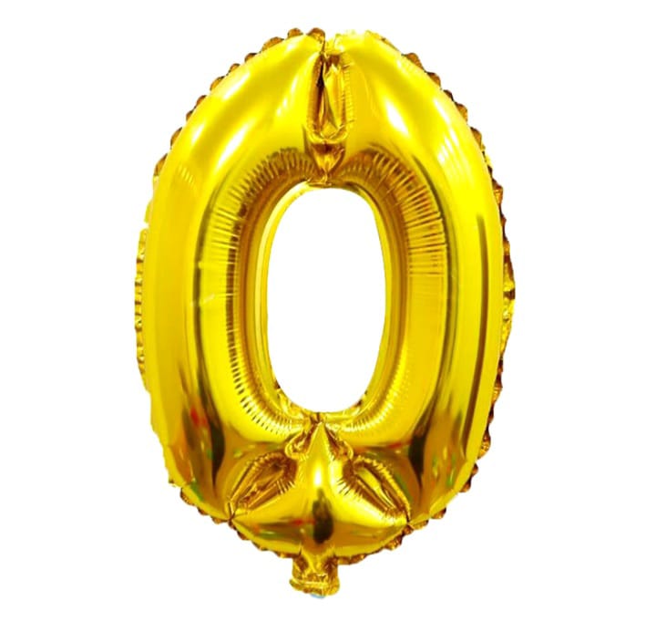 Foil number balloon, 80 cm, gold, 32 inches