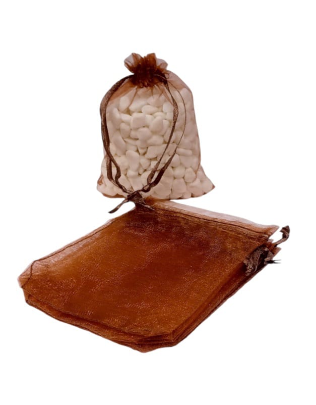 Chiffon bag made of organza fabric, 12 pieces, brown 18CM*13CM