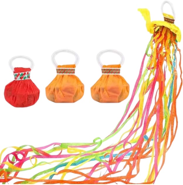 Set of multi-colored party streamers for mess-free throwing and confetti, 3-pack