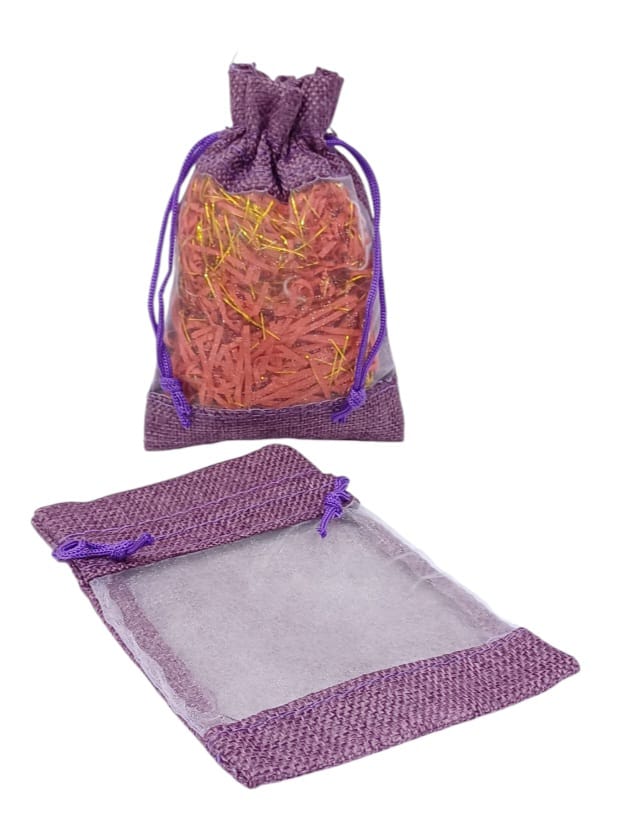 Burlap distribution bags with a transparent front(12 pieces)S(15×10CM)