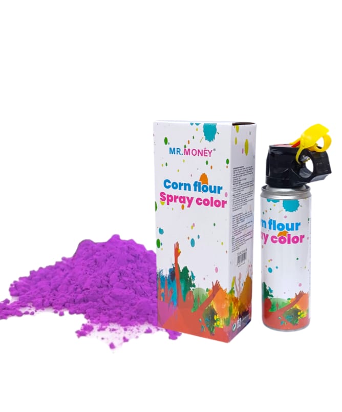 Holi powder takes the form of a 100-gram fire extinguisher, mauve color