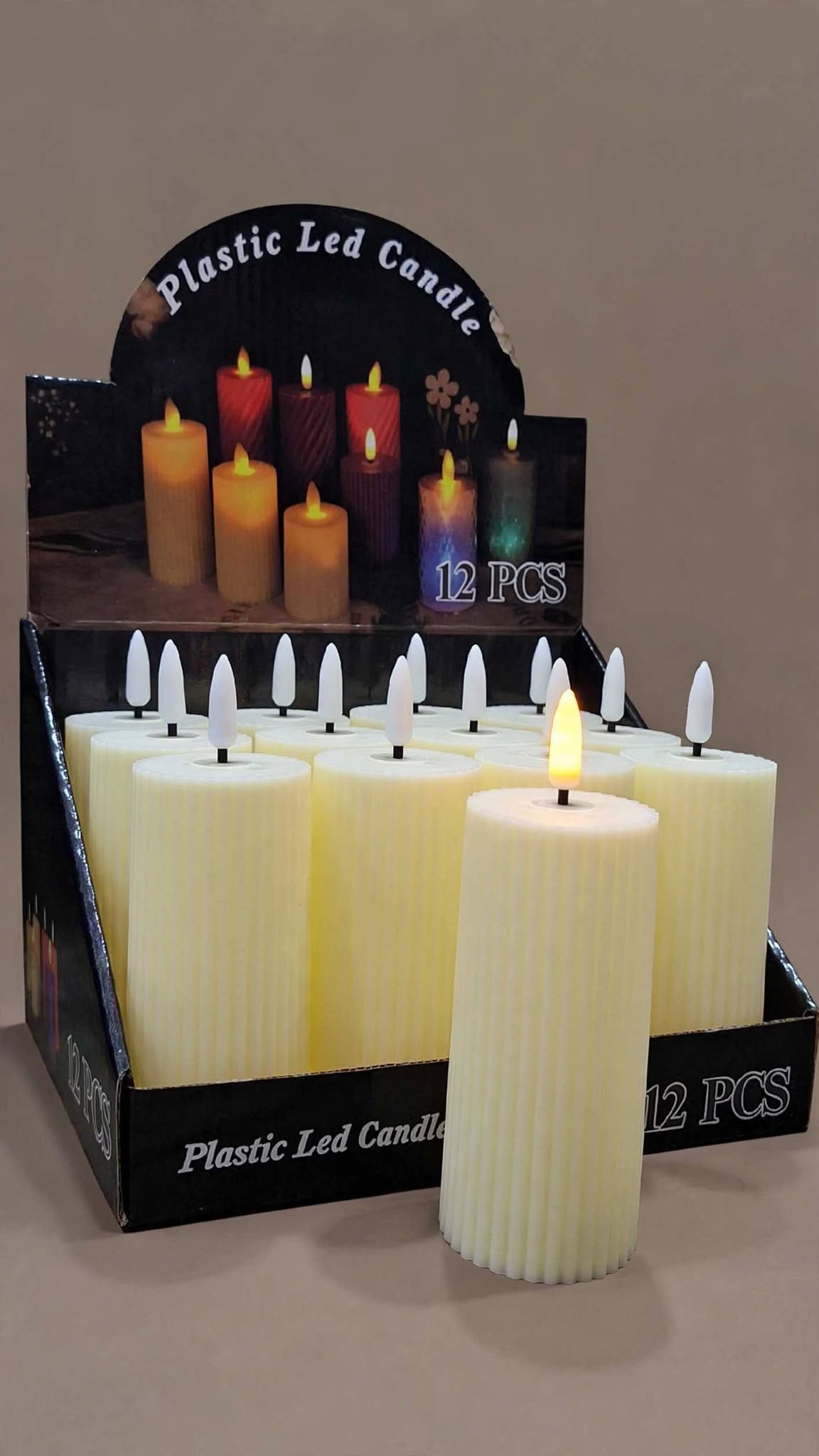 LED movable candle light w 5 CM* 11 CM large off white 12 pieces