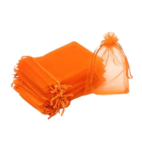 Chiffon bag made of organza fabric, 12 pieces, orange