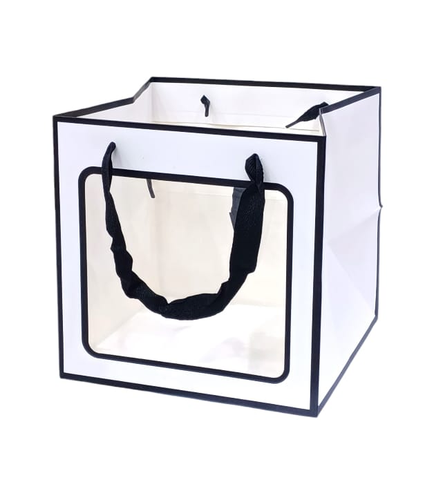 12pcs white clear front square gift bags Size  25CM ×25CM ×25CM