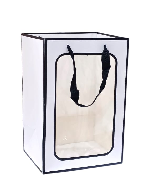 Square bag with white clear front, fits vertically, 12 pieces Size  35CM ×25CM ×18CM