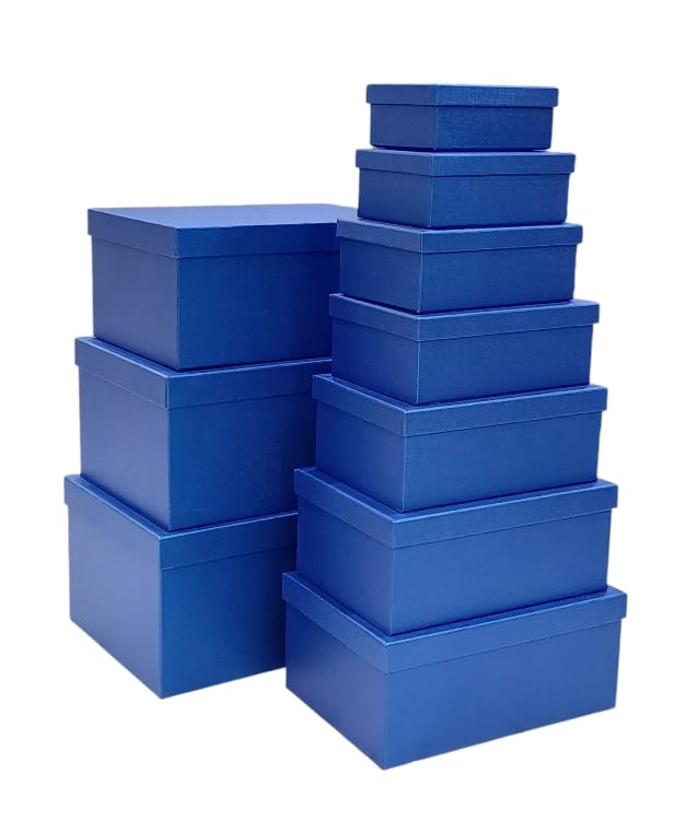 A set of ten-piece gift boxes made of dark blue cardboard